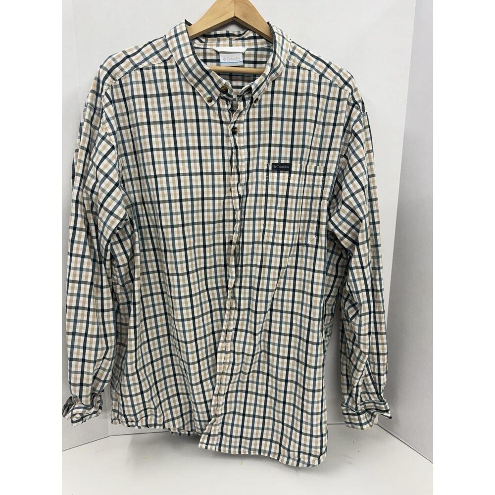 Columbia Men’s Long Sleeve Button Down Plaid Size XXL